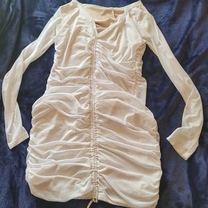 FashionNova Ruched Dress, White 1X